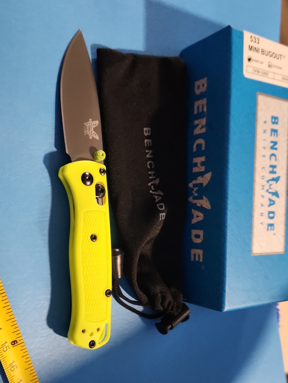 Benchmade Mini Bugout Folding Knife - Neon Yellow Handle